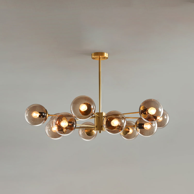 Modern Globe Chandelier Light Fixtures Multi-Head Suspension Pendant Lamps with Glass Shade
