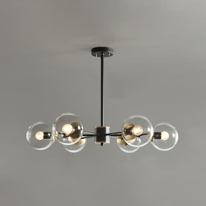 Modern Globe Chandelier Light Fixtures Multi-Head Suspension Pendant Lamps with Glass Shade