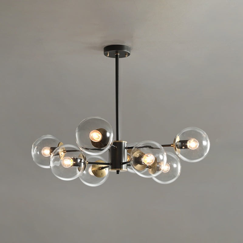Modern Globe Chandelier Light Fixtures Multi-Head Suspension Pendant Lamps with Glass Shade