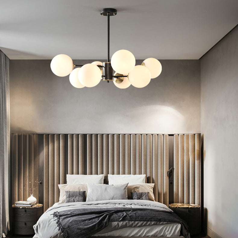 Modern Globe Chandelier Light Fixtures Multi-Head Suspension Pendant Lamps with Glass Shade