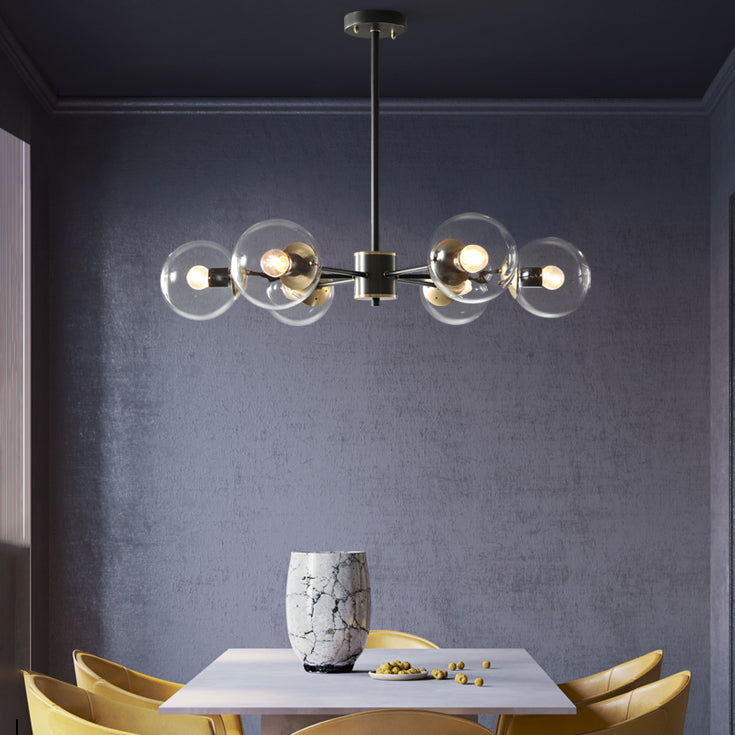 Modern Globe Chandelier Light Fixtures Multi-Head Suspension Pendant Lamps with Glass Shade