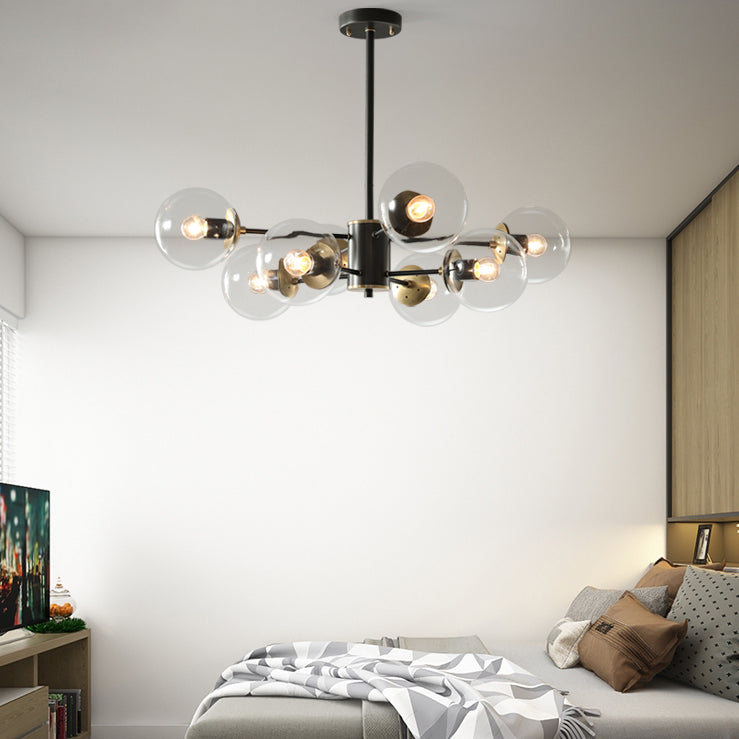 Modern Globe Chandelier Light Fixtures Multi-Head Suspension Pendant Lamps with Glass Shade