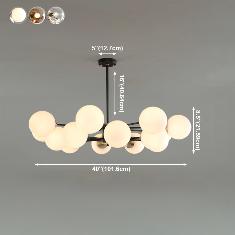 Modern Globe Chandelier Light Fixtures Multi-Head Suspension Pendant Lamps with Glass Shade