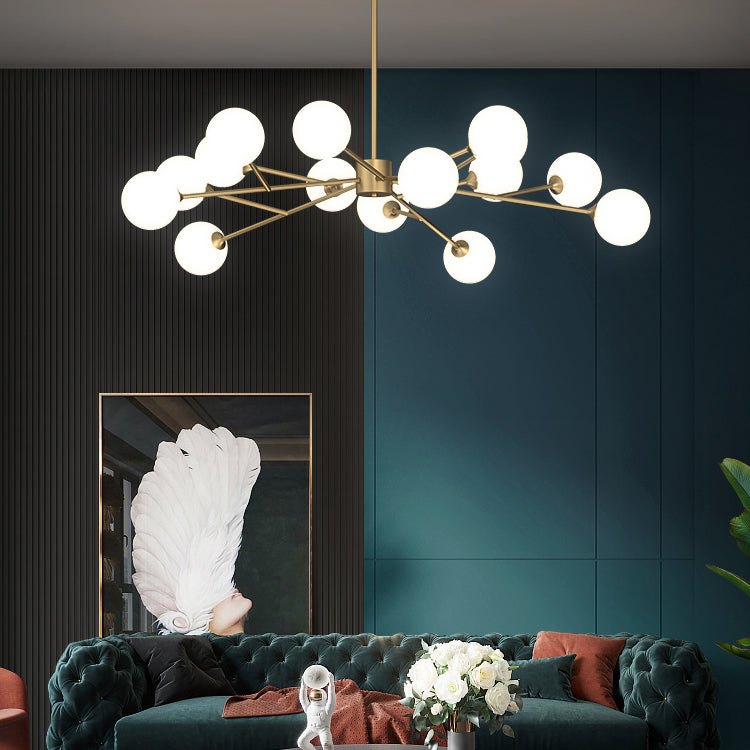 Designer Style Globe Chandelier Light Fixtures Multi-Head Suspension Pendant Lamps for Living Room