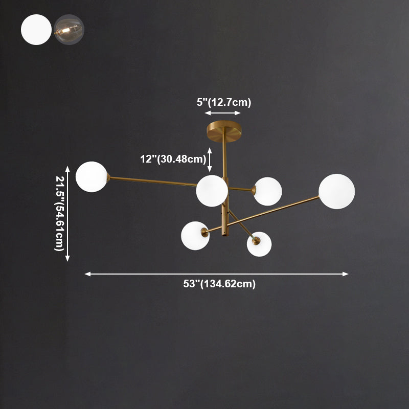 Designer Style Chandelier Light Fixtures Multi-Head Suspension Pendant Lamps with Glass Shade