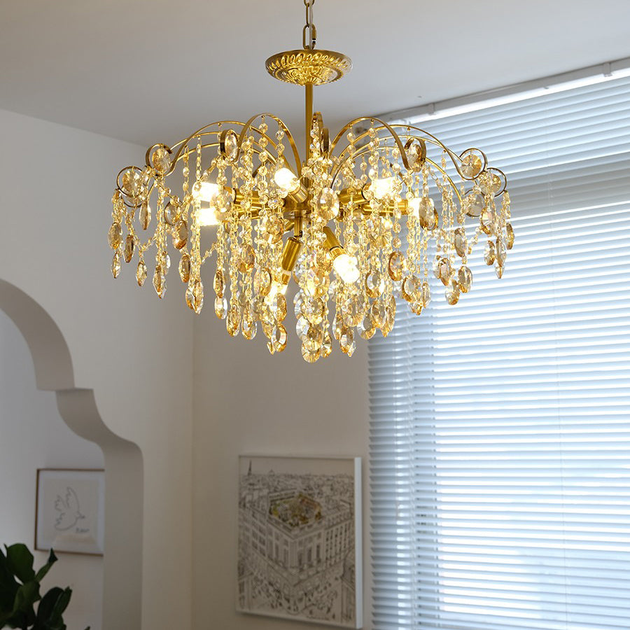 American Style Branch Chandelier Crystal 6 Lights Hanging Light for Bedroom