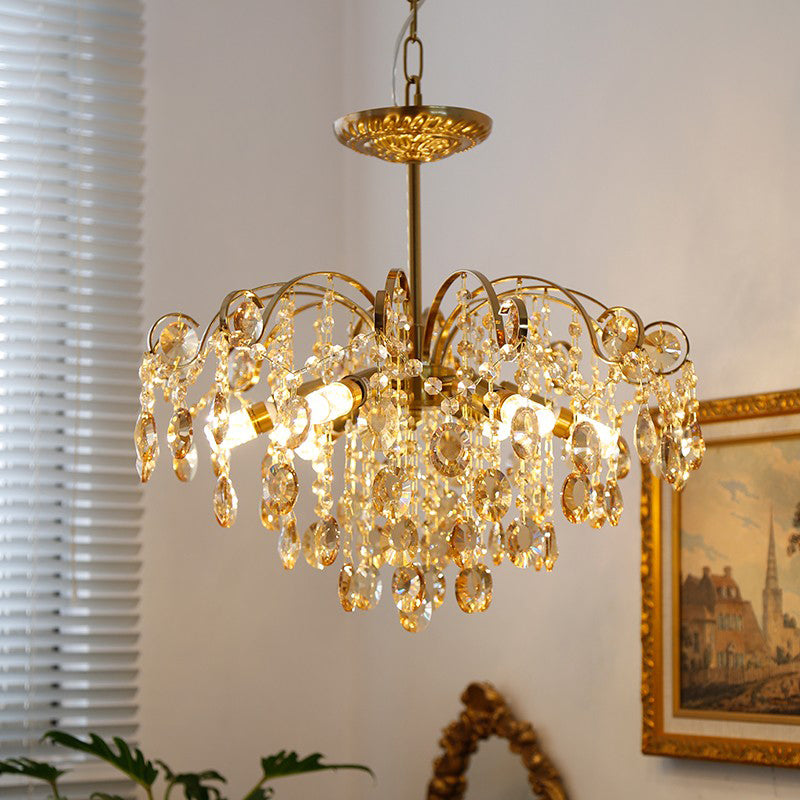 American Style Branch Chandelier Crystal 6 Lights Hanging Light for Bedroom