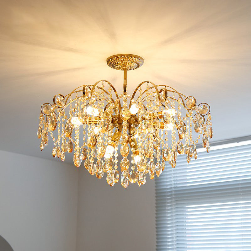 American Style Branch Chandelier Crystal 6 Lights Hanging Light for Bedroom