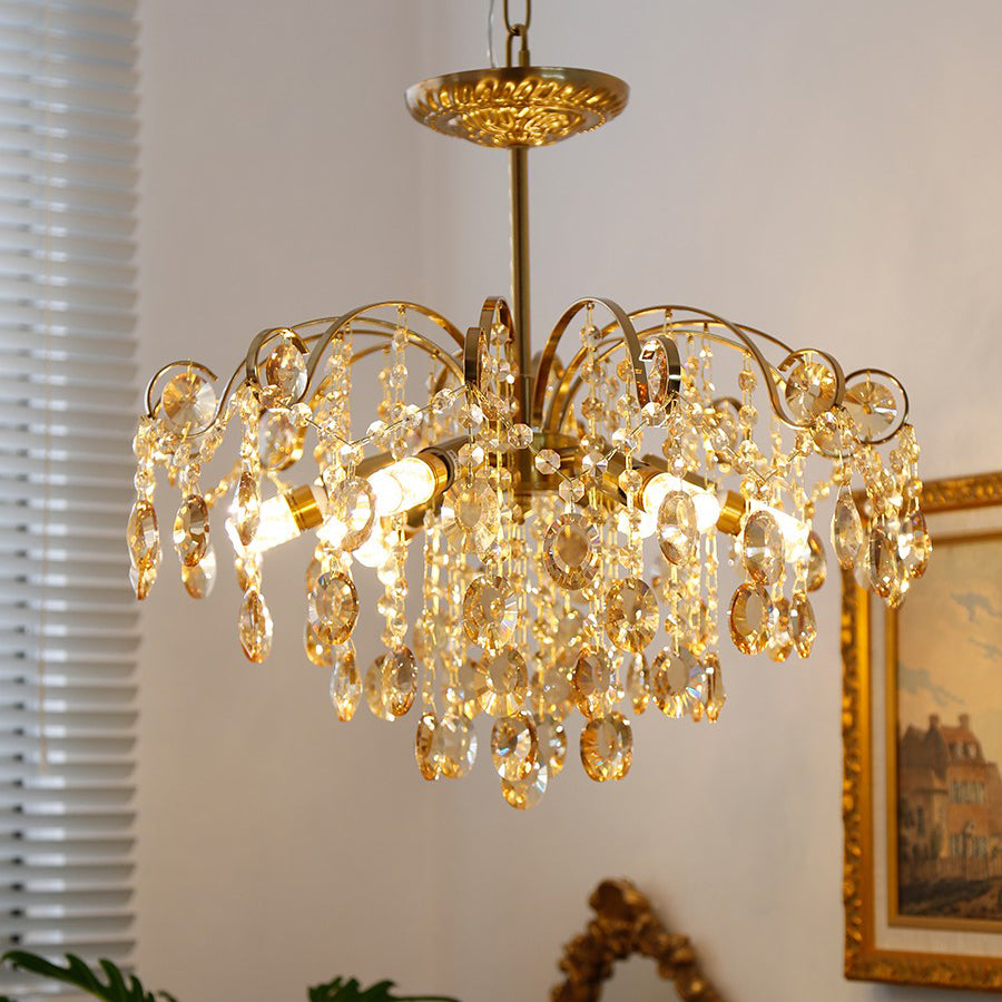 American Style Branch Chandelier Crystal 6 Lights Hanging Light for Bedroom