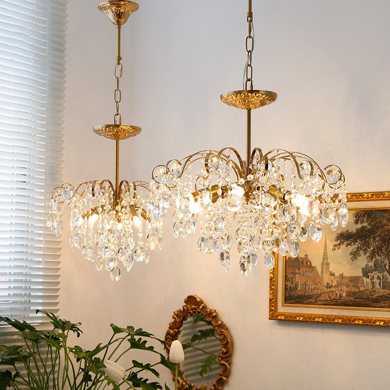 American Style Branch Chandelier Crystal 6 Lights Hanging Light for Bedroom