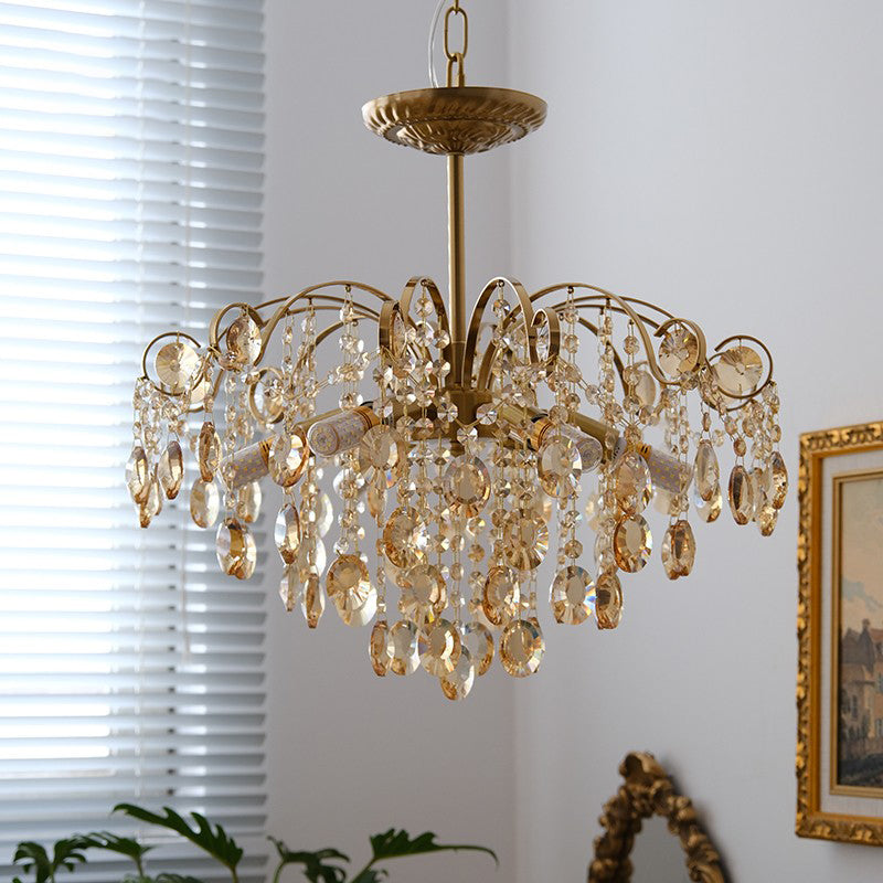 American Style Branch Chandelier Crystal 6 Lights Hanging Light for Bedroom
