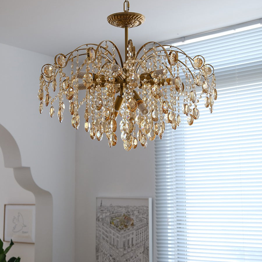 American Style Branch Chandelier Crystal 6 Lights Hanging Light for Bedroom