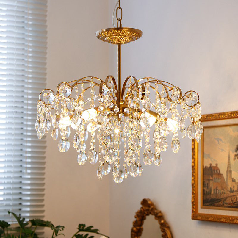 American Style Branch Chandelier Crystal 6 Lights Hanging Light for Bedroom