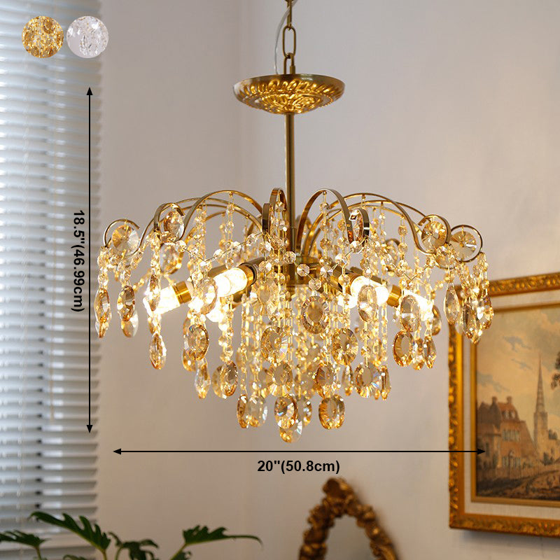 American Style Branch Chandelier Crystal 6 Lights Hanging Light for Bedroom