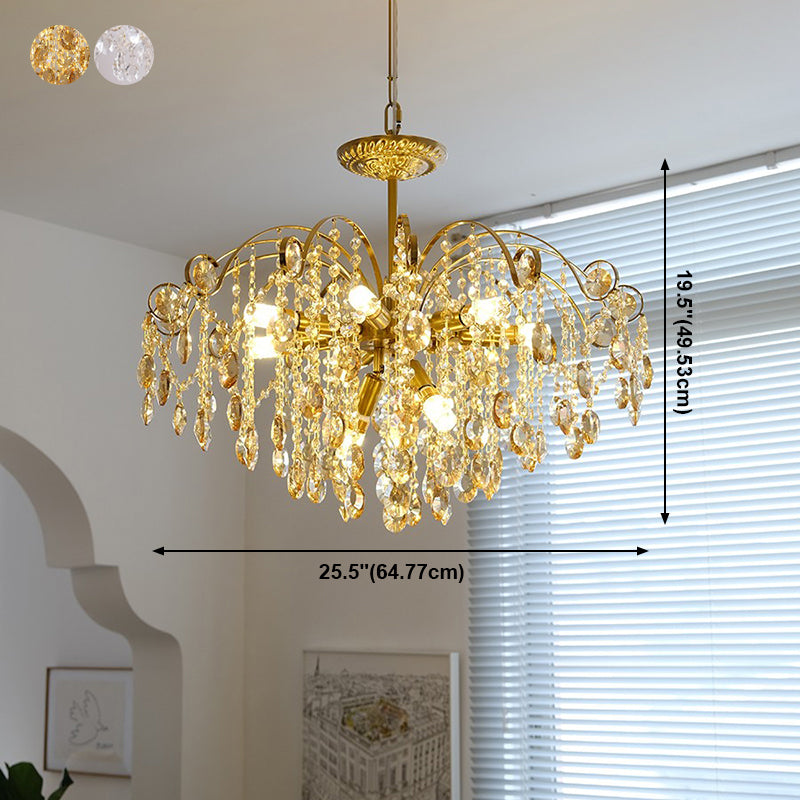 American Style Branch Chandelier Crystal 6 Lights Hanging Light for Bedroom