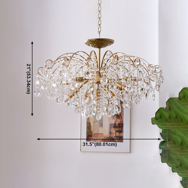 American Style Branch Chandelier Crystal 6 Lights Hanging Light for Bedroom