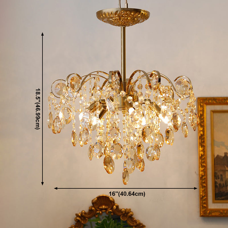 American Style Branch Chandelier Crystal 6 Lights Hanging Light for Bedroom