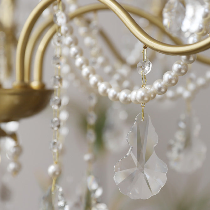 American Chandelier Brass Multi Light Hanging Light with Crystal for Bedroom