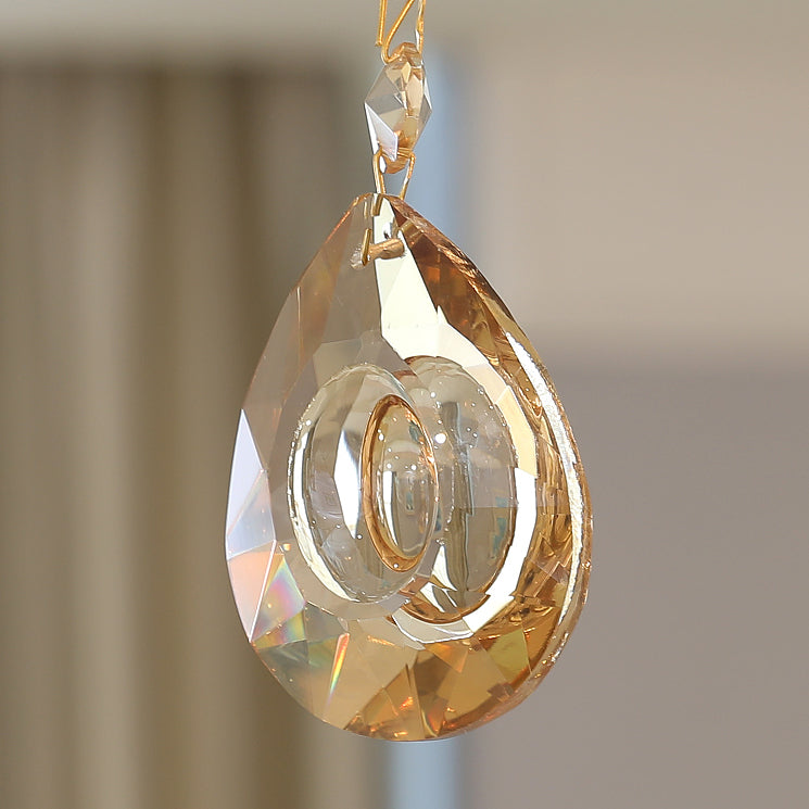 European Style Chandelier Metal Flower Shape Hanging Light with Crystal for Bedroom