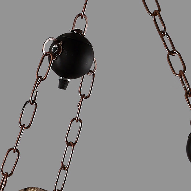 Guitar Chandelier Lighting Rustic Style Wooden Cafe Bar Pendant Light with Glass Kerosene Lantern