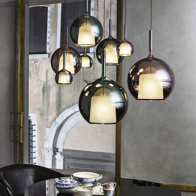 Pendante de style moderne 1 lumière minimalisme Verre Lumière suspendue pour la salle à manger