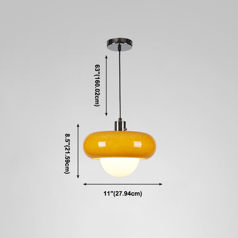 Style moderne verre blanc suspendu 1 tête de salle à manger pendante lumière en jaune