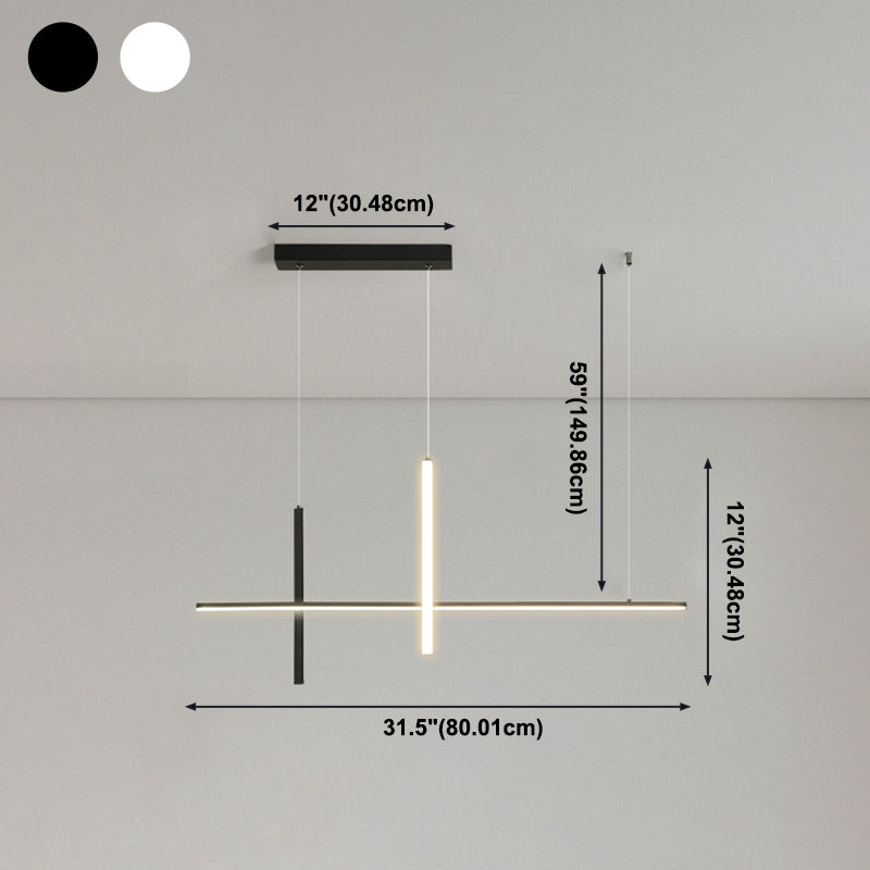 Modern Style LED Pendant Light Long Strip Island Light for Dining Room