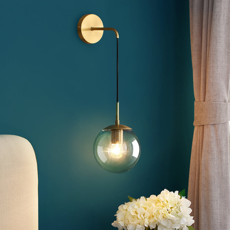 Contemporary Glass Lampshade Wall Sconce One Head Metal Wall Mounted Light Fixture for Living Room