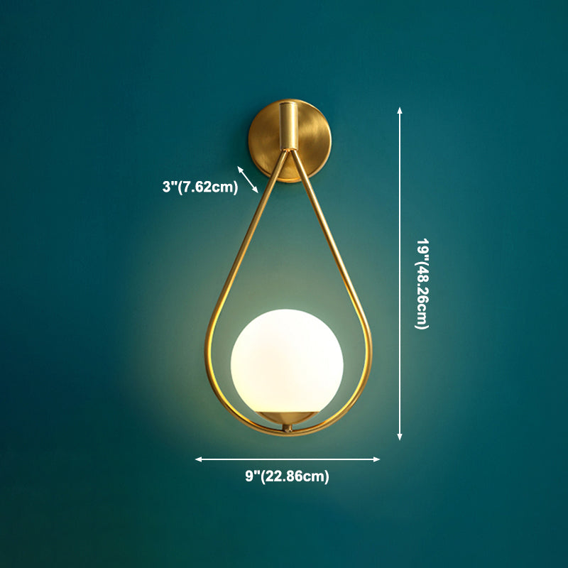 Contemporary Glass Lampshade Wall Sconce One Head Metal Wall Mounted Light Fixture for Living Room