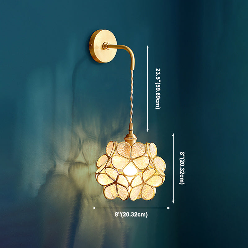 Contemporary Glass Lampshade Wall Sconce One Head Metal Wall Mounted Light Fixture for Living Room