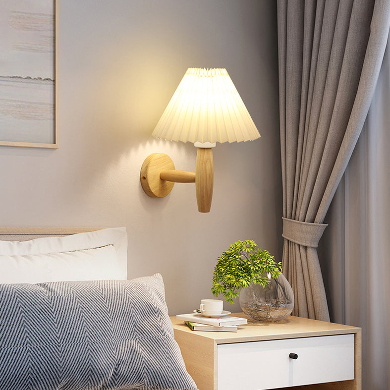 Ausgeflügelte Wandmontageleuchte einfache Holzschlafzimmer Wandleuchten mit Stofftatten