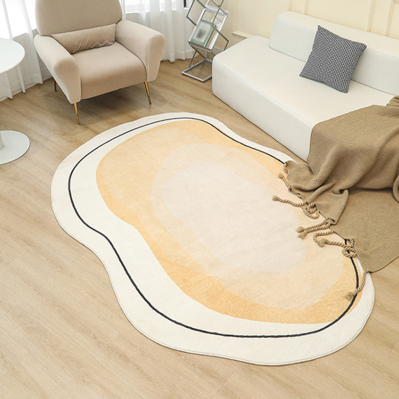 Light Orange Line Rug Polyester Modern Rug Non-Slip Backing Rug for Home Decor
