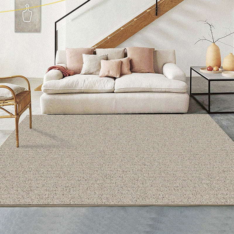 Brown Modern Rug Polyester Pure Color Rug Non-Slip Backing Rug for Living Room