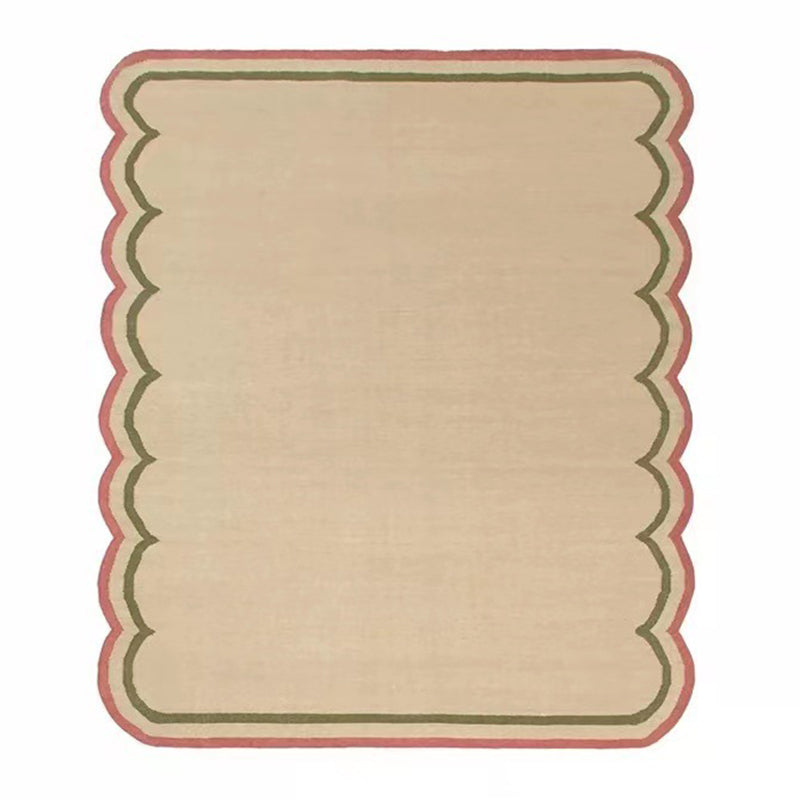 Pink Casual Carpet Polyester Wave Carpet Stain Resistant Carpet for Living Room