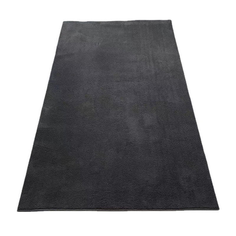 Dark Brown Modern Rug Polyester Solid Color Rug Non-Slip Backing Rug for Drawing Room