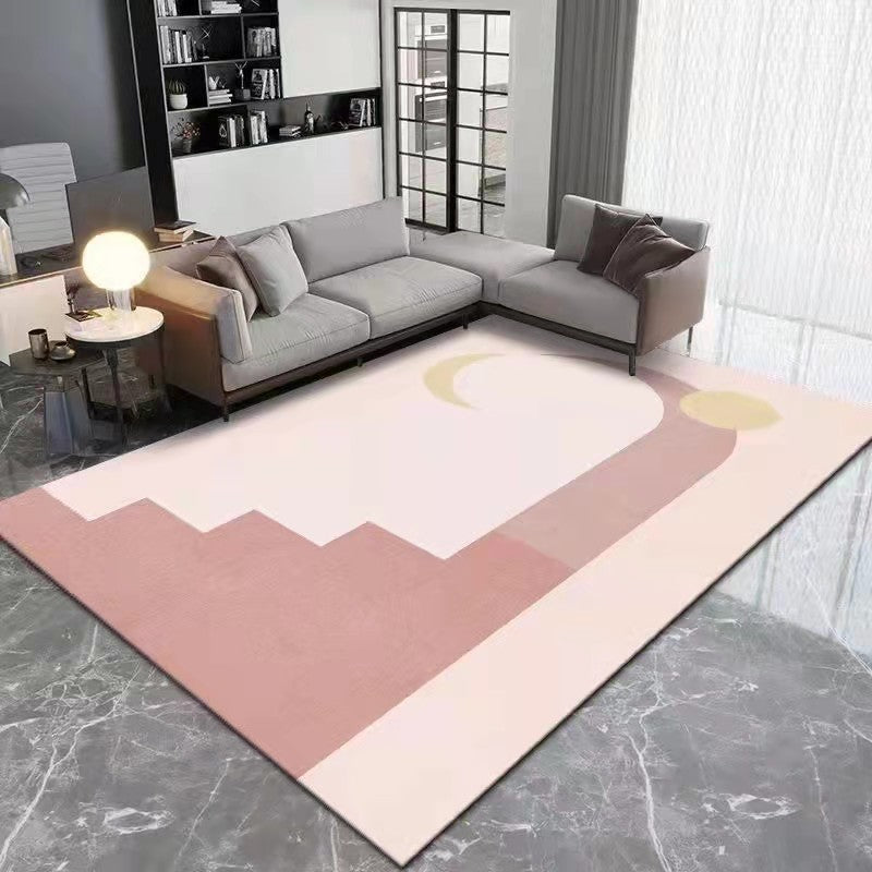 Brown Simple Rug Polyester Color Block Rug Washable Area Rug for Living Room
