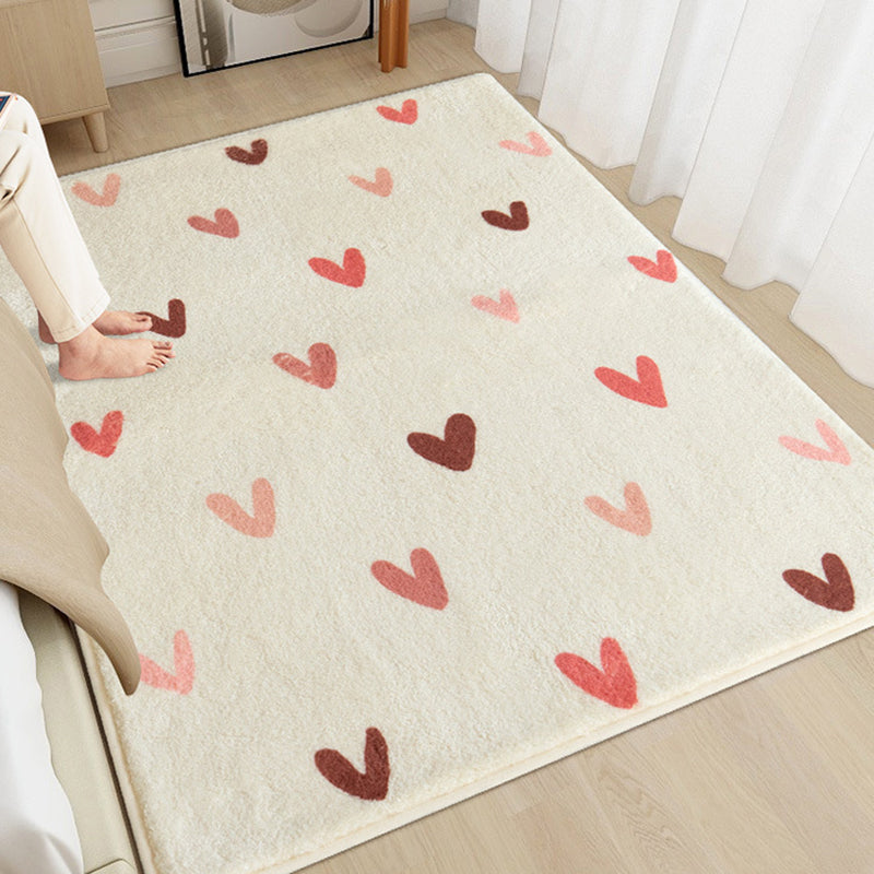 Beige Modern Rug Polyester Flower Rug Non-Slip Backing Rug for Living Room