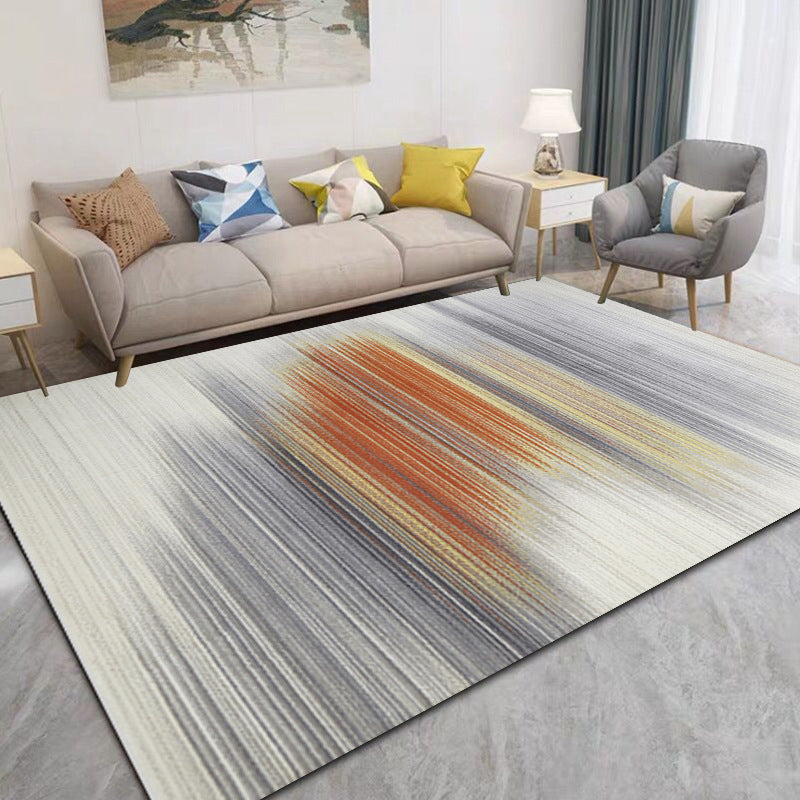 Apricot Abstract Print Rug Polyester Simple Rug Non-Slip Backing Rug for Living Room