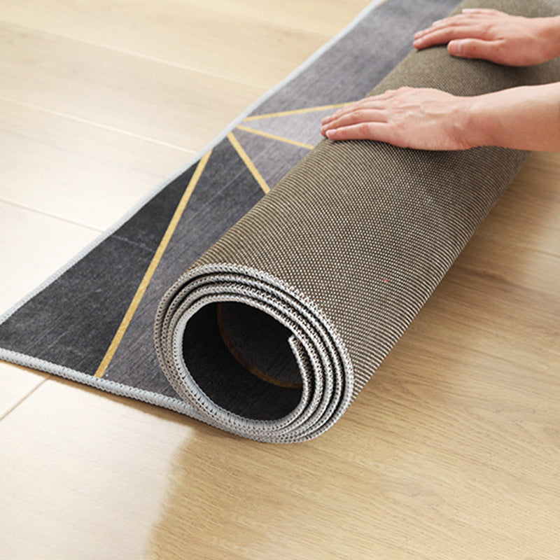 Apricot Abstract Print Rug Polyester Simple Rug Non-Slip Backing Rug for Living Room