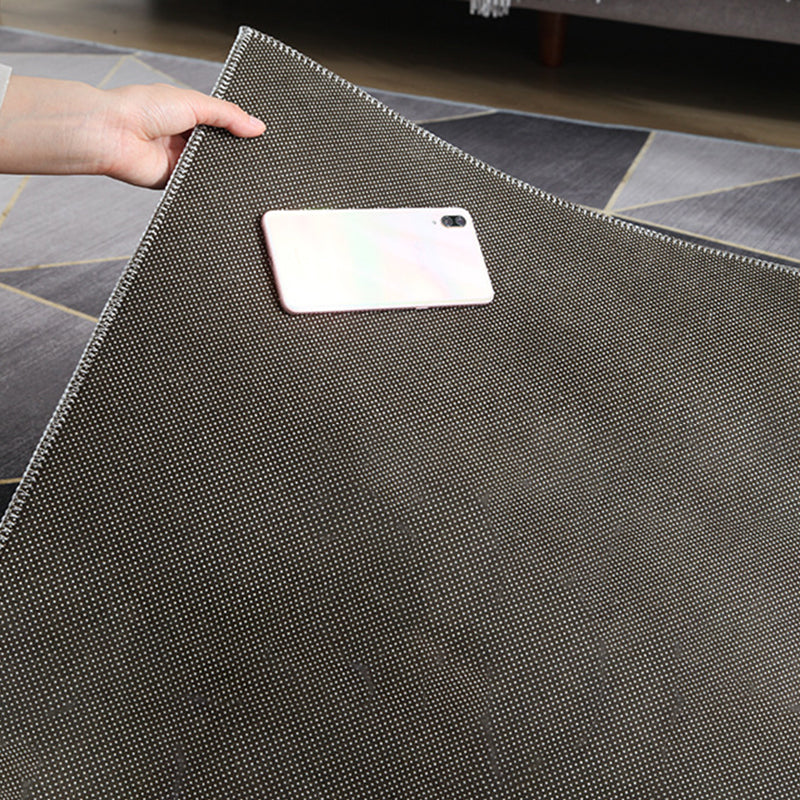 Gray Modern Rug Polyester Leaves Rug Non-Slip Backing Rug for Living Room