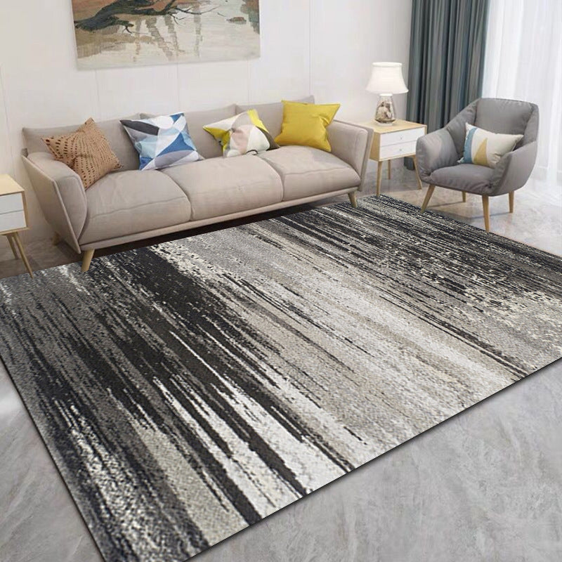 Gray Modern Rug Polyester Leaves Rug Non-Slip Backing Rug for Living Room