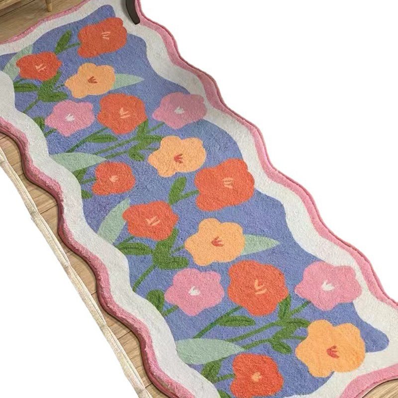 Purple Casual Rug Polyester Tulip Rug Non-Slip Backing Indoor Rug for Living Room