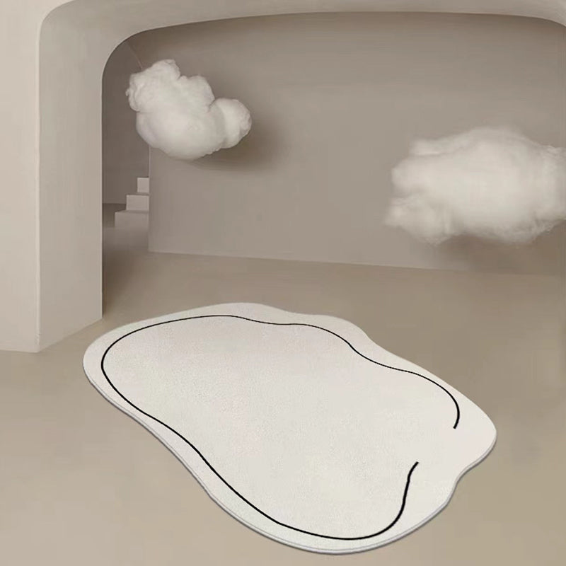 White Casual Rug Polyester Clouds Rug Non-Slip Backing Rug for Drawing Room