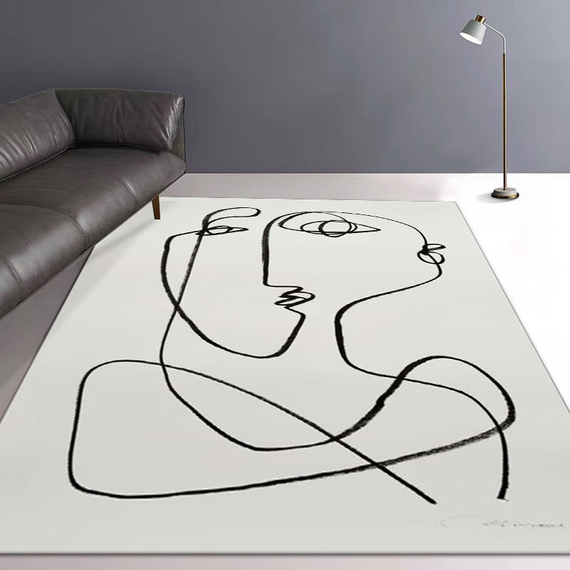 Alfombra de alfombra simple de alfombra simple alfombra de línea irregular lavable para salón