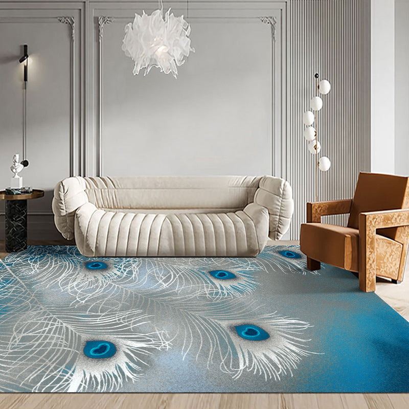 Gray Modern Rug Polyester Abstract Striped Rug Stain Resistant Rug for Home Decor