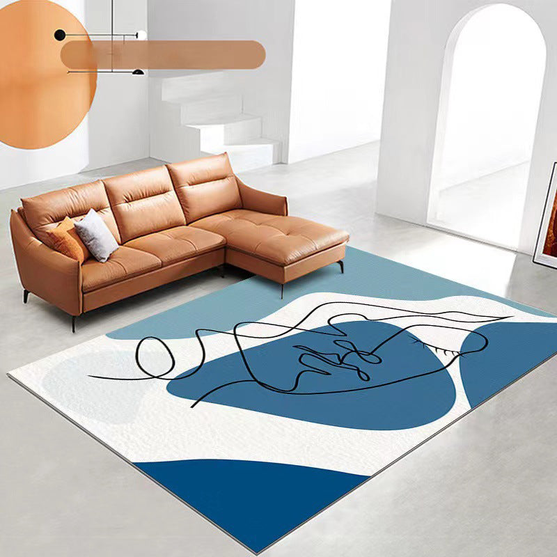 Orange Modern Rug Polyester Color Piece Rug Non-Slip Backing Rug for Living Room