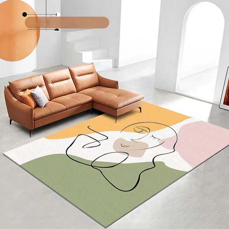 Orange Modern Rug Polyester Color Piece Rug Non-Slip Backing Rug for Living Room