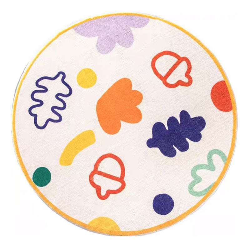 White Modern Rug Polyester Graphic Rug Stain Resistant Rug for Home Decor