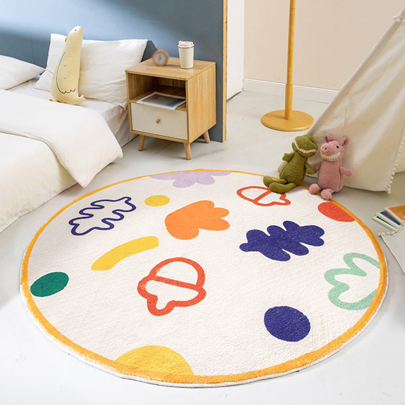 White Modern Rug Polyester Graphic Rug Stain Resistant Rug for Home Decor