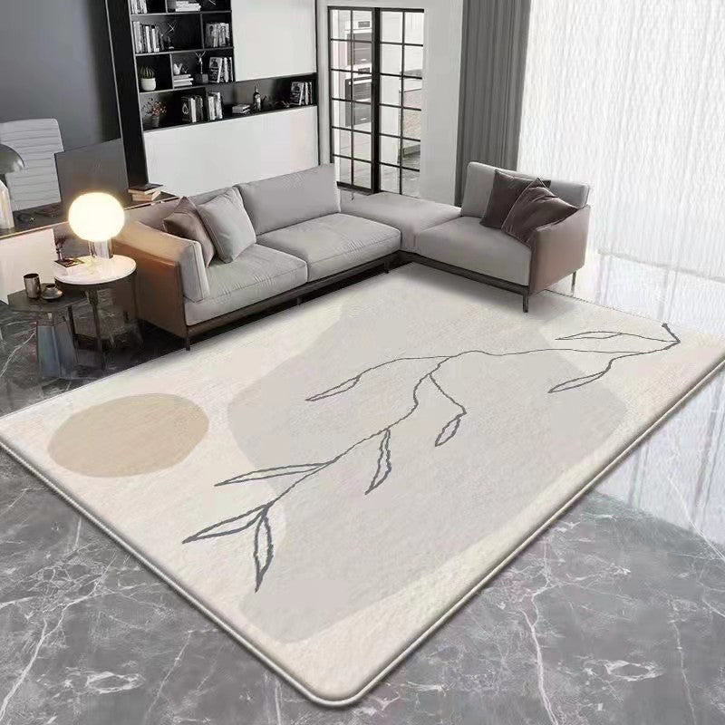Beige Modern Rug Polyester Arc Indoor Rug Stain Resistant Rug for Living Room